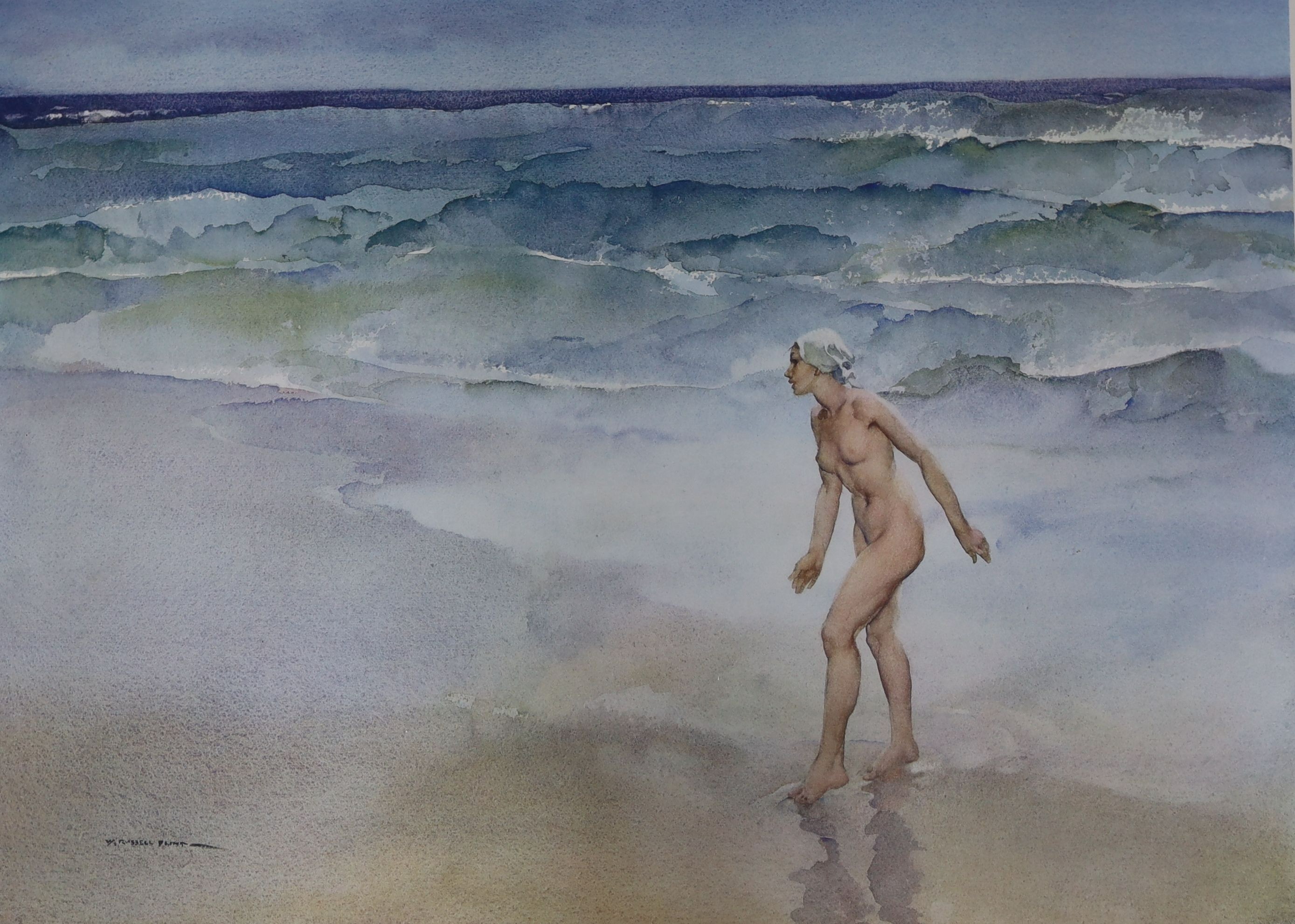 Sir William Russell Flint, two limited edition prints, 'The Pendant' and 'Waves', both signed in pencil, largest 54 x 71cm